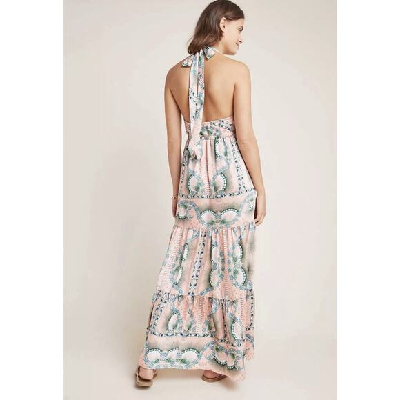 Nicole Miller Artelier Anthropologie Moroccan Print Maxi Dress Pink Small NWT - Picture 2 of 7